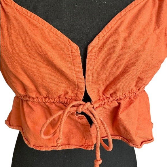 Free People Sweet Things Orange Tie Front Top Size XS - Picture 6 of 17